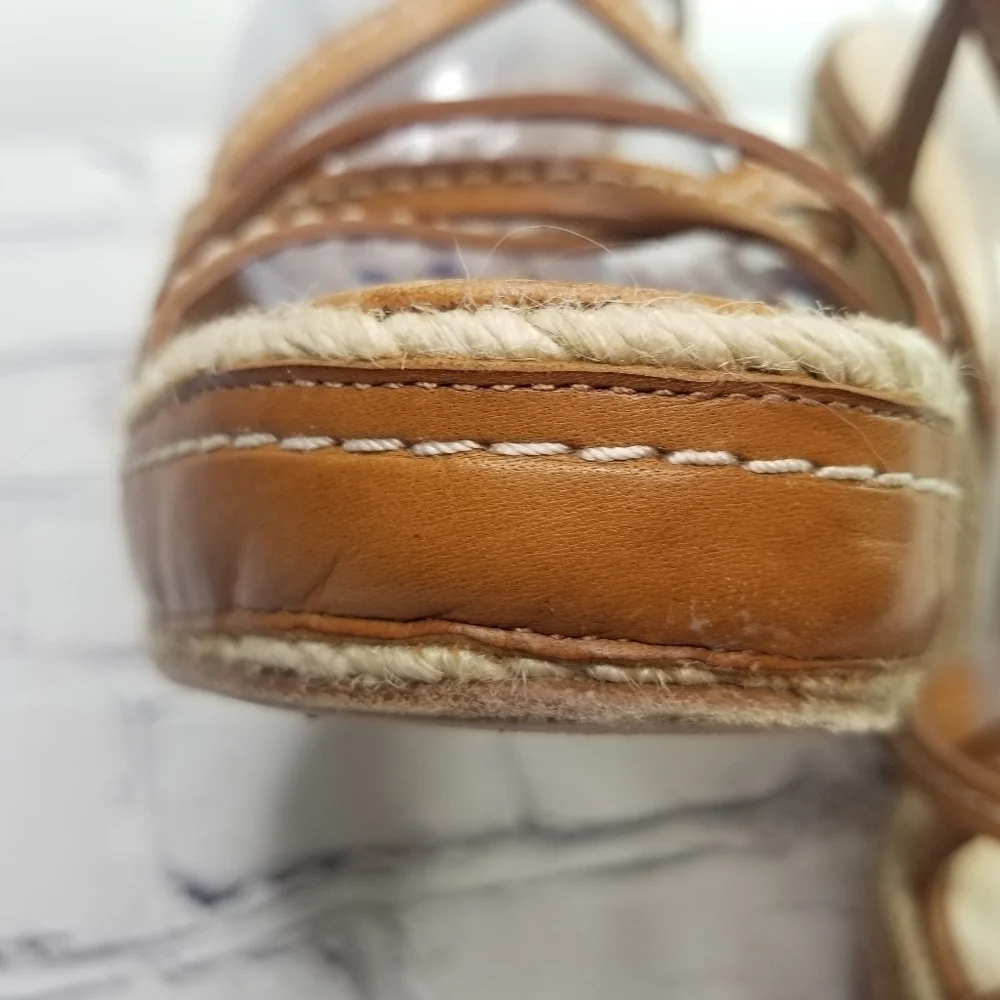 L.K. Bennett strappy leather espadrille wedge platform sandals
